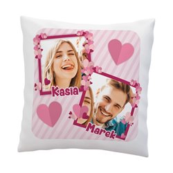 Poduszka na Walentynki lub z okazji ślubu ze zdjęciami zakochanych - wzór 2.