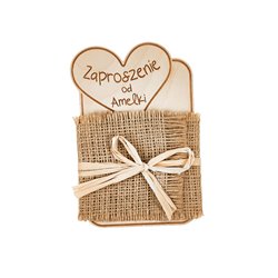 Zaproszenie ze sklejki - chrzest, komunia (anioł) . 2