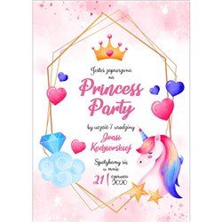 Zaproszenie na urodziny Princess Party.