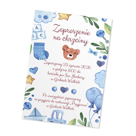 Słodkie zaproszenie na urodziny, chrzest dla chłopczyka lub dziewczynki.