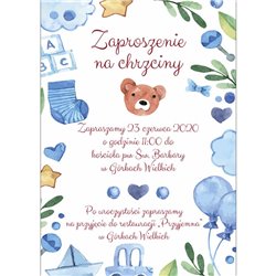 Słodkie zaproszenie na urodziny, chrzest dla chłopczyka lub dziewczynki. 2