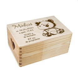 Pudełko wspomnień -wzór panda - prezent z okazji narodzin - pamiątka.