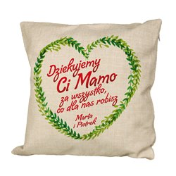 Poduszka lniana (imitująca len) Dziękujemy Ci Mamo - prezent na dzień matki.
