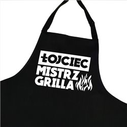 Kolorowy, gruby fartuch z nadrukiem "Łojciec mistrz grilla" - dzień ojca. 2