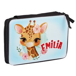 Duży piórnik dwukomorowy dla pierwszoklasisty - Żyrafa - zmień imię. 2