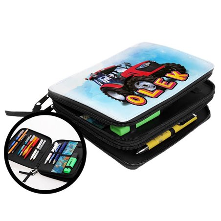 Duży piórnik dwukomorowy dla pierwszoklasisty - Traktor- różne kolory- zmień imię.