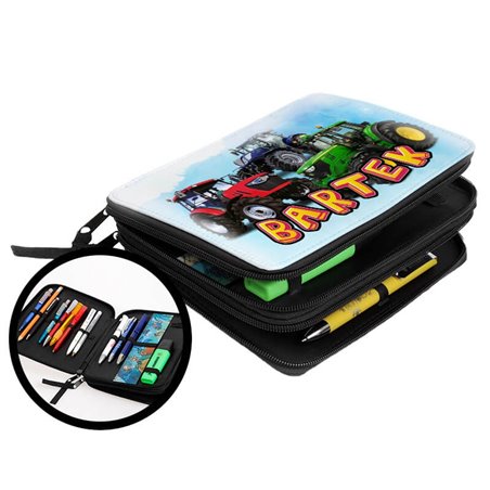 Duży piórnik dwukomorowy dla pierwszoklasisty - Traktor- różne kolory- zmień imię.