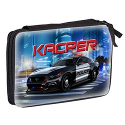 Duży piórnik dwukomorowy dla pierwszoklasisty - Policja - zmień imię.