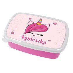 Pudełko na kanapki - śniadaniówka (jednorożec) z imieniem Twojego dziecka.
