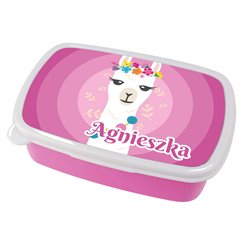 Pudełko na kanapki - śniadaniówka (lama) z imieniem Twojego dziecka.