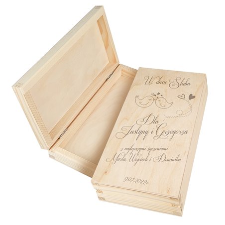 Pudełko na pieniądze lub czekoladę na ślub "Ptaszki".