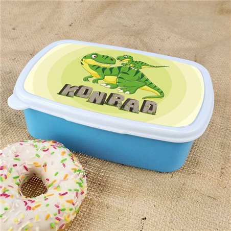 Pudełko na kanapki - śniadaniówka dinozaur z imieniem Twojego dziecka - różne wzory.