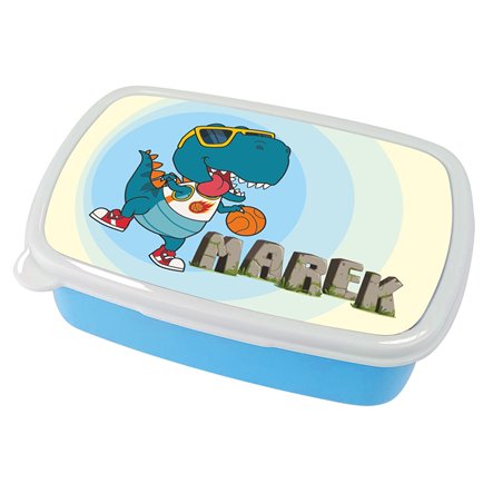 Pudełko na kanapki - śniadaniówka dinozaur z imieniem Twojego dziecka - różne wzory.