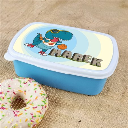 Pudełko na kanapki - śniadaniówka dinozaur z imieniem Twojego dziecka - różne wzory.