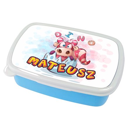 Pudełko na kanapki - śniadaniówka dinozaur z imieniem Twojego dziecka - różne wzory.