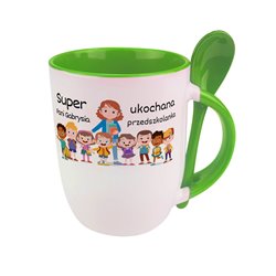 Kubek z łyżeczką dla nauczycielki w przedszkolu "Super ukochana Pani..." - personalizacja. 2