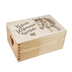 Kuferek wspomnień - prezent z okazji urodzin - z grafiką konia.