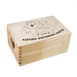 Kuferek wspomnień - prezent z okazji urodzin - z grafiką kucyka Pony.