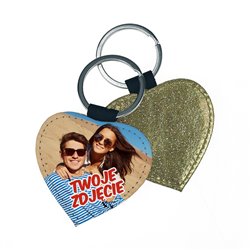 Brelok skóropodobny ze zdjęciem Klienta - złoty perłowy.