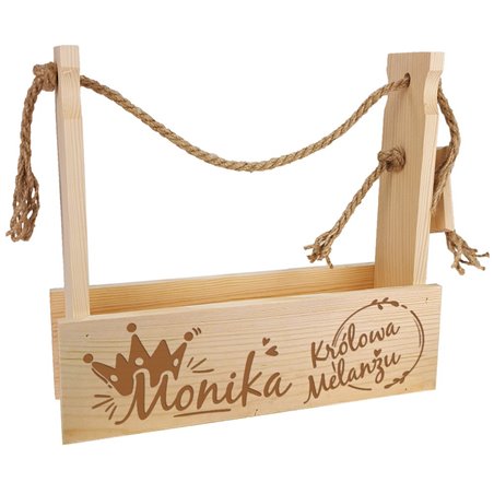 Nosidło drewniane na 3 lub 4 piwa, kwiaty, narzędzia z grawerem - Królowa melanżu.