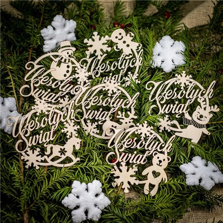 Eko bombki na choinkę Wesołych świąt - komplet 6szt.