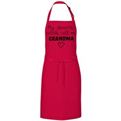 Kolorowy, gruby fartuch z nadrukiem "My favorite people call me grandma" - idealny prezent na dzień babci.