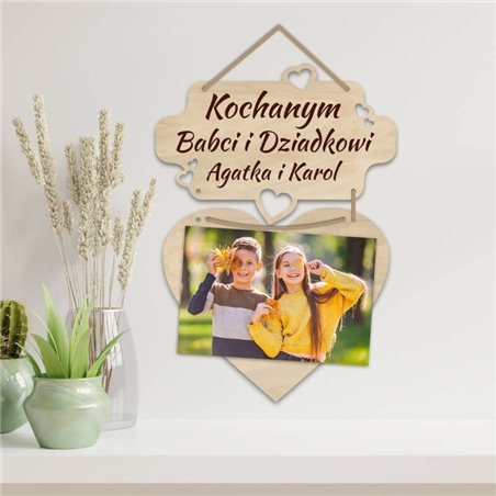 Zawieszka na zdjęcie z grawerem na dzień babci, dziadka, mamy, taty.