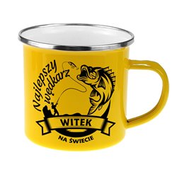 Kubek emaliowany specjalnie dla wędkarza - zmień imię.