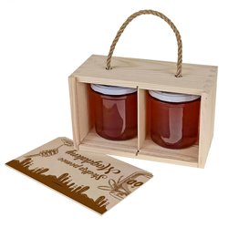 Pudełko drewniane na 2 słoiczki miodu z grawerem dla niej - słodka pomoc... 2