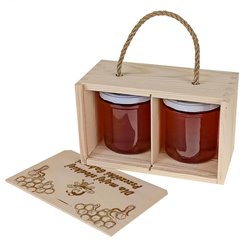 Pudełko drewniane na 2 słoiczki miodu z grawerem dla niej - Dla mojej słodkiej pszczółki. 2