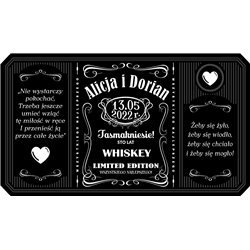 Personalizowana etykieta na alkohol w stylu Jack Daniel's z okazji ślubu- świetny prezent dla Młodej Pary - wzór 2.