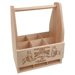 Nosidło drewniane na 6 piw - Piwo nie pyta - 50 urodziny.