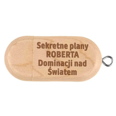 USB, pendrive z personalizowanym grawerem "Sekretne plany dominacji nad światem".
