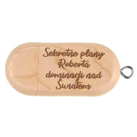 USB, pendrive z personalizowanym grawerem "Sekretne plany dominacji nad światem".