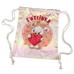 Worko-plecak holograficzny różowy z imieniem- różne wzory.