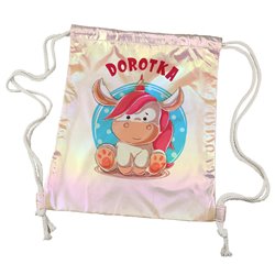 Worko-plecak holograficzny różowy z imieniem- różne wzory. 2