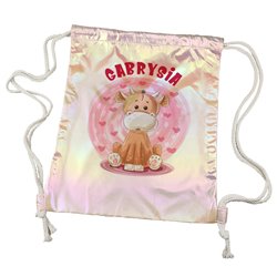 Worko-plecak holograficzny różowy z imieniem- różne wzory. 2