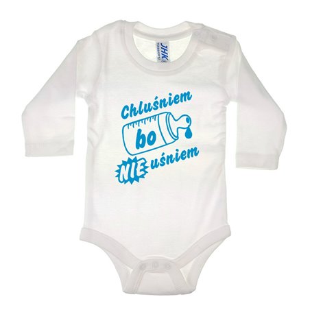 Body dla maluszka z napisem - Chluśniem, bo nie uśniem.