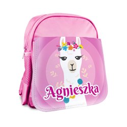 Plecak dla przedszkolaka z lamą oraz imieniem- różne kolory.
