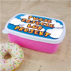 Pudełko na kanapki - śniadaniówka z Twoim zdjęciem, projektem- różowa. 2