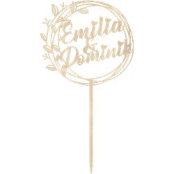 Topper na tort ślubny z imionami Młodej Pary- wianek boho.