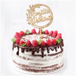 Topper na tort ślubny z imionami Młodej Pary- wianek boho. 2