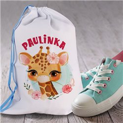 Worek dla przedszkolaka - Żyrafa - personalizowany - zmień imię. 2