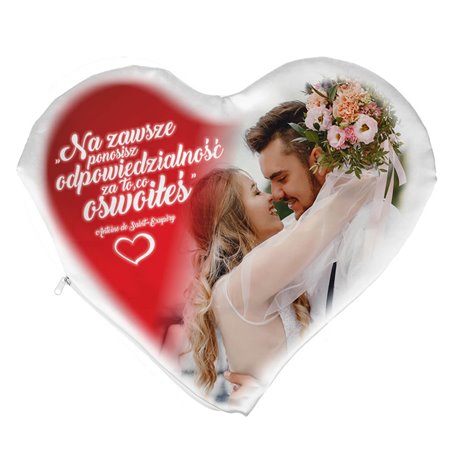 Poduszka serce ze zdjęciem, grafiką lub tekstem Klienta, satyna 200g.