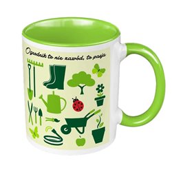 Kubek 330 ml kolorowy ogrodnika z personalizacją, bądź bez.