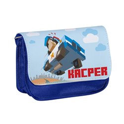 Piórnik personalizowany z imieniem dziecka z grafiką Minecraft policja.