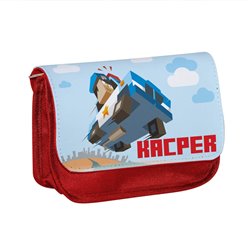 Piórnik personalizowany z imieniem dziecka z grafiką Minecraft policja. 2