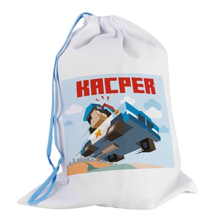 Worek dla przedszkolaka - Minecraft policja - personalizowany - zmień imię.