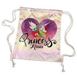 Worko-plecak holograficzny różowy z imieniem- Princess.
