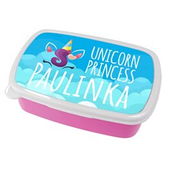 Pudełko na kanapki - śniadaniówka "Unicorn Princess" z imieniem Twojego dziecka.